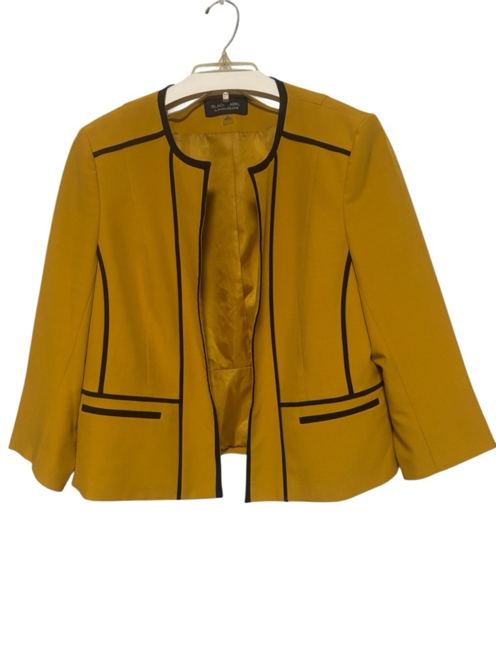 BLACK LABEI by Evan-Picone Mustard Yellow Blazer Open Front